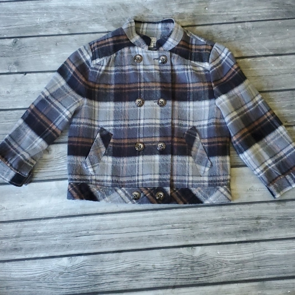 Flannel / Plaid Print Lined Jacket / Shacket  Med